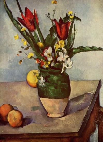 Paul Cezanne Stilleben, Tulpen und apfel Germany oil painting art